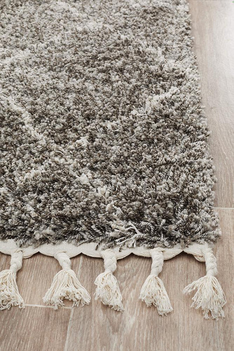 Serik Grey & White Moroccan Abstract Pattern Plush Contemporary Runner Rug, Rugs, Ozark Home 