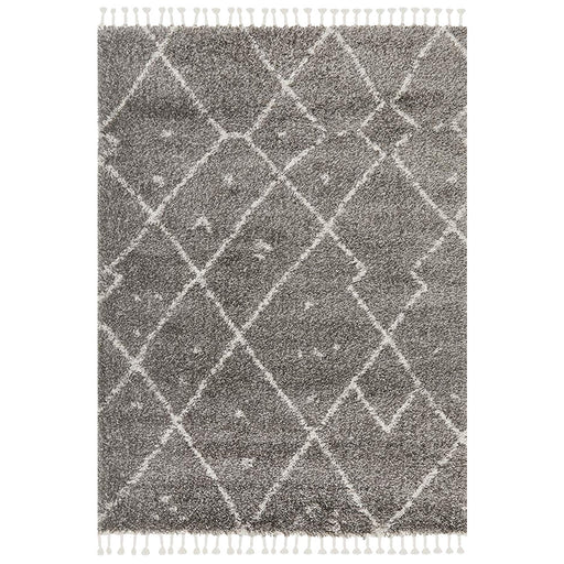 Serik Grey & White Moroccan Abstract Pattern Plush Contemporary Rug, Rugs, Ozark Home 