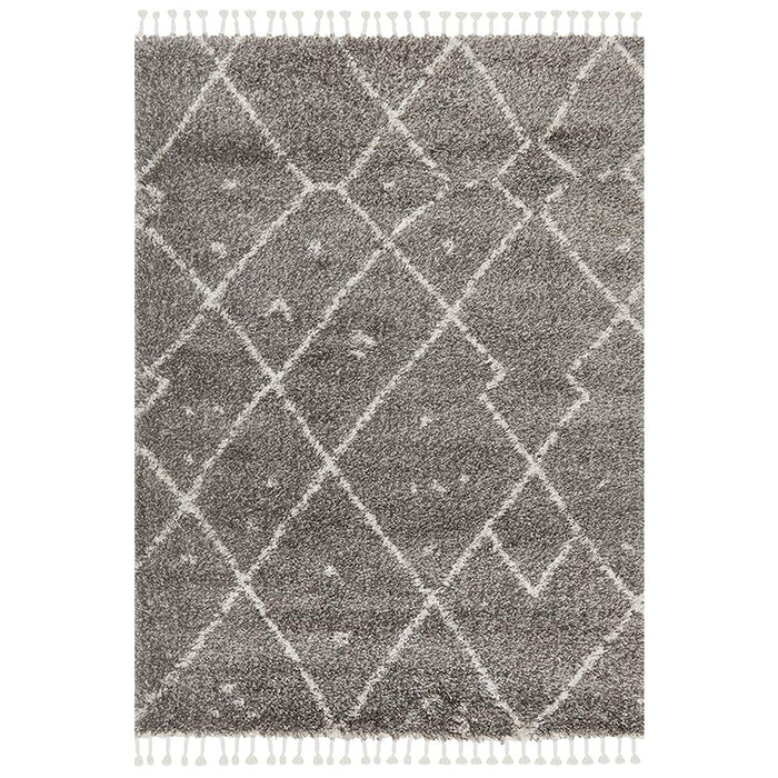 Serik Grey & White Moroccan Abstract Pattern Plush Contemporary Rug, Rugs, Ozark Home 