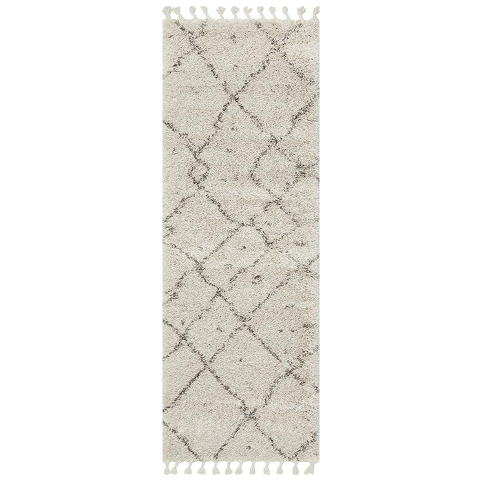 Serik Natural & Grey Moroccan Abstract Pattern Plush Contemporary Runner Rug, Rugs, Ozark Home 