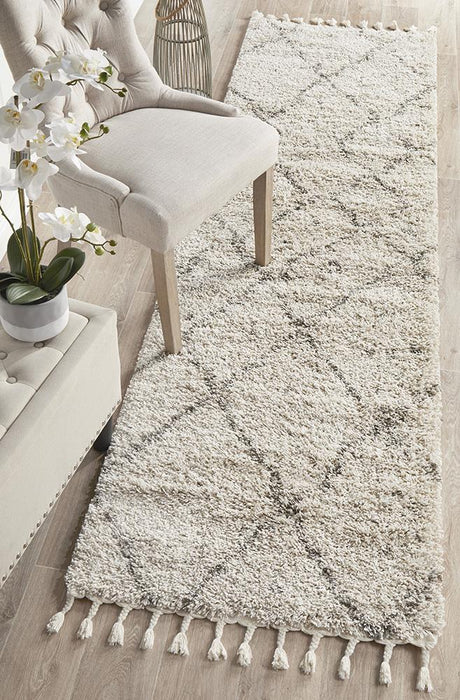 Serik Natural & Grey Moroccan Abstract Pattern Plush Contemporary Runner Rug, Rugs, Ozark Home 