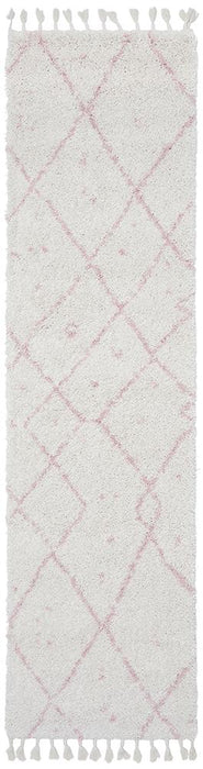 Serik White & Pink Moroccan Abstract Pattern Plush Contemporary Rug, Rugs, Ozark Home 