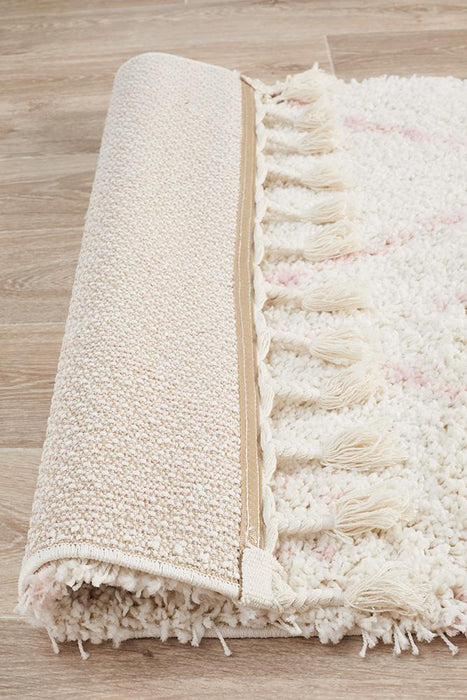 Serik White & Pink Moroccan Abstract Pattern Plush Contemporary Runner Rug, Rugs, Ozark Home 