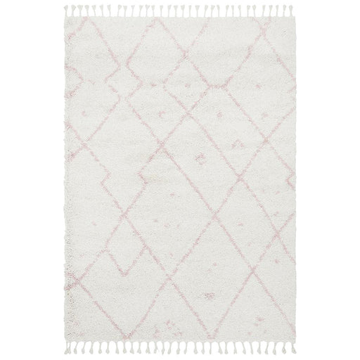 Serik White & Pink Moroccan Abstract Pattern Plush Contemporary Rug, Rugs, Ozark Home 