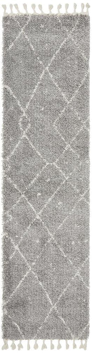 Serik Silver & White Moroccan Abstract Pattern Plush Contemporary Rug, Rugs, Ozark Home 