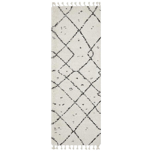 Serik White & Grey Moroccan Abstract Pattern Plush Contemporary Runner Rug, Rugs, Ozark Home 