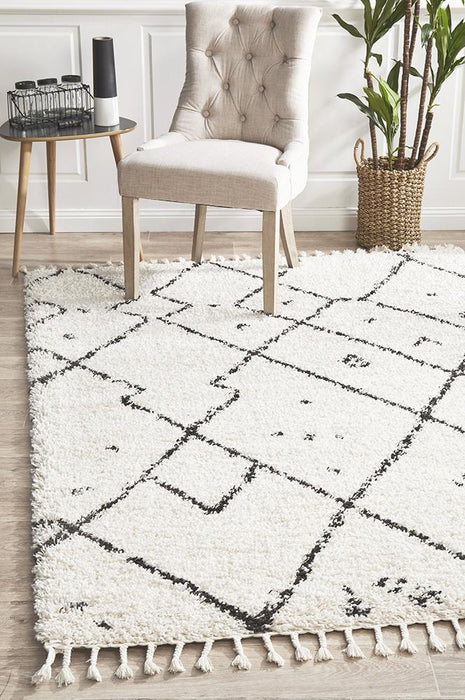 Serik White & Grey Moroccan Abstract Pattern Plush Contemporary Rug, Rugs, Ozark Home 