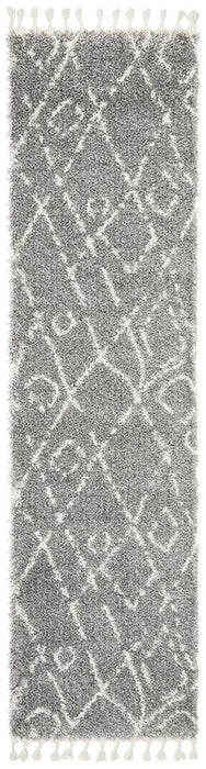 Serik Silver & White Moroccan Abstract Wave Plush Contemporary Rug, Rugs, Ozark Home 