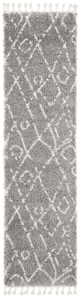 Serik Silver & White Moroccan Abstract Wave Plush Contemporary Rug, Rugs, Ozark Home 