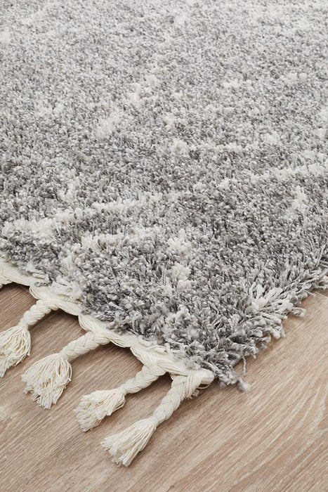 Serik Silver & White Moroccan Abstract Wave Plush Contemporary Runner Rug, Rugs, Ozark Home 