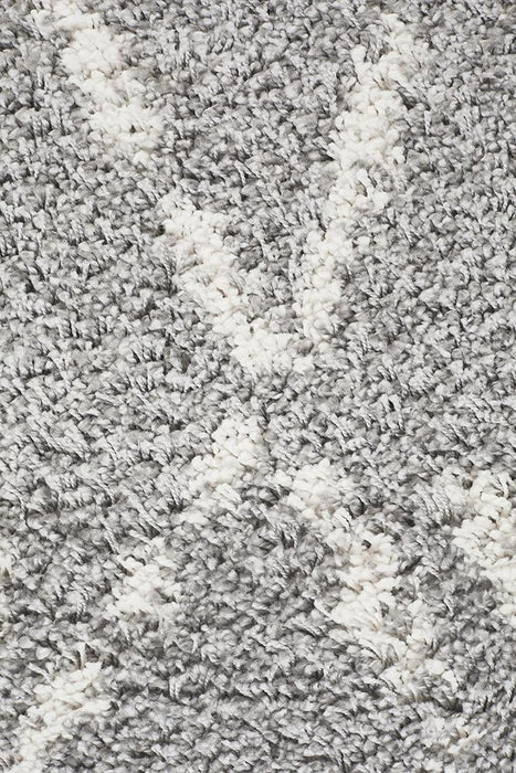 Serik Silver & White Moroccan Abstract Wave Plush Contemporary Rug, Rugs, Ozark Home 