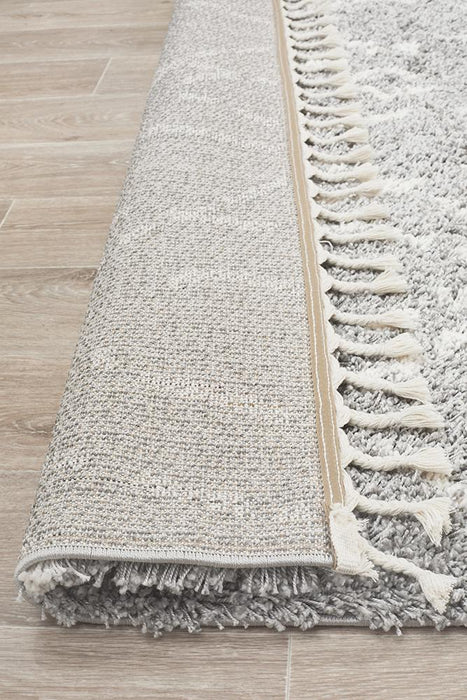 Serik Silver & White Moroccan Abstract Wave Plush Contemporary Rug, Rugs, Ozark Home 