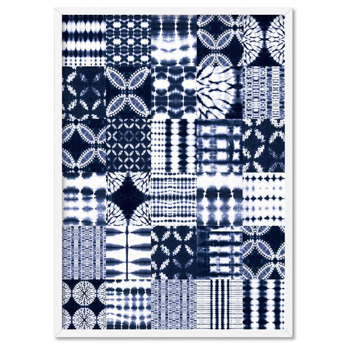 Shibori Indigo Tie Dye Patchwork - Art Print - Ozark Home