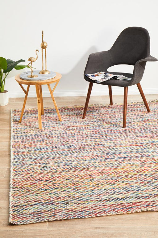 Sadri Multicoloured Chevron Flatwoven Contemporary Rug, Rugs, Ozark Home 