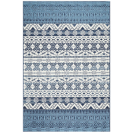 Sidfa White & Blue Aztec Ocean Contemporary Indoor/Outdoor Rug, Rugs, Ozark Home 