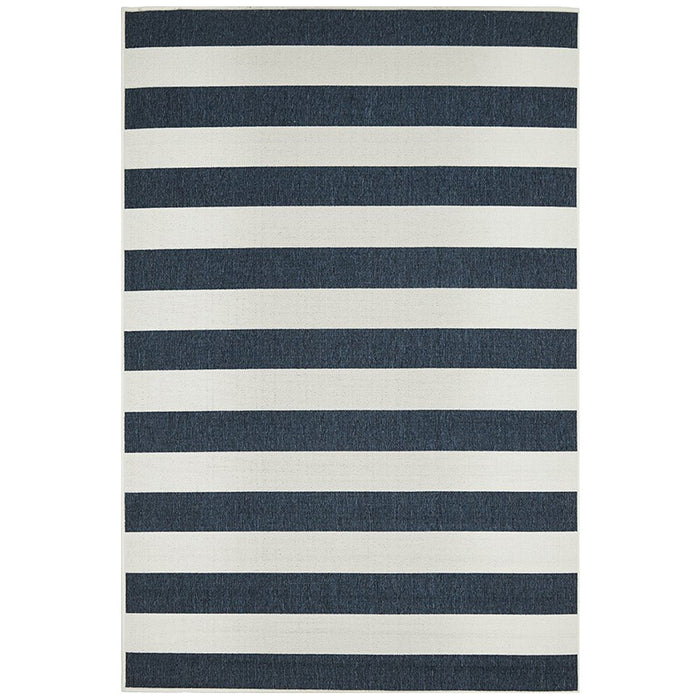 Sidfa Navy & White Summer Stripe Contemporary Indoor/Outdoor Rug, Rugs, Ozark Home 