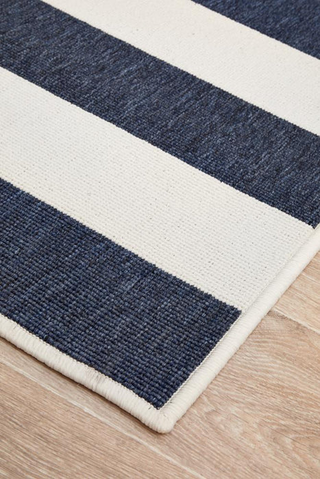 Sidfa Navy & White Summer Stripe Contemporary Indoor/Outdoor Rug, Rugs, Ozark Home 