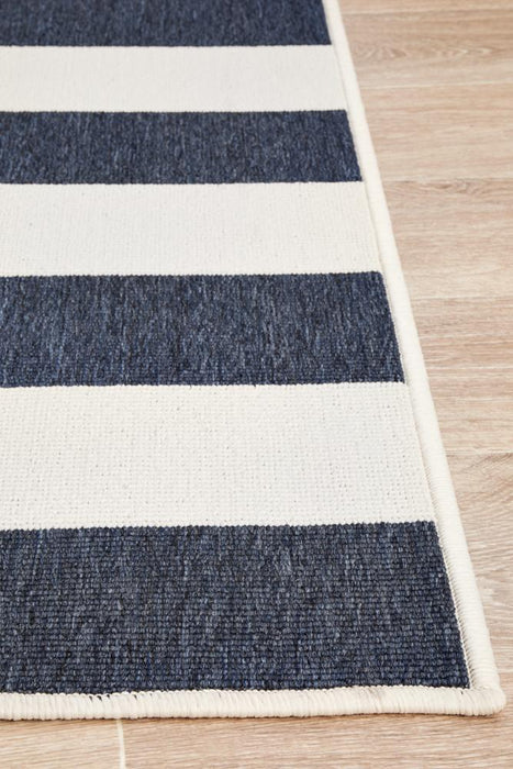 Sidfa Navy & White Summer Stripe Contemporary Indoor/Outdoor Rug, Rugs, Ozark Home 