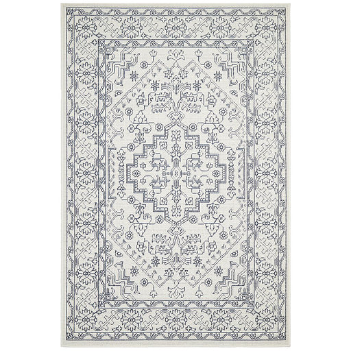 Sidfa White Aztec Summer Medallion Contemporary Indoor/Outdoor Rug, Rugs, Ozark Home 