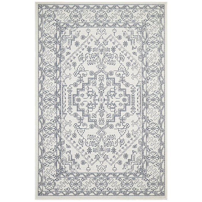 Sidfa White Aztec Summer Medallion Contemporary Indoor/Outdoor Rug, Rugs, Ozark Home 