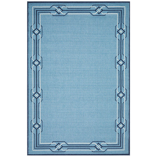 Sidfa Baby Blue Summer Border Contemporary Indoor/Outdoor Rug, Rugs, Ozark Home 