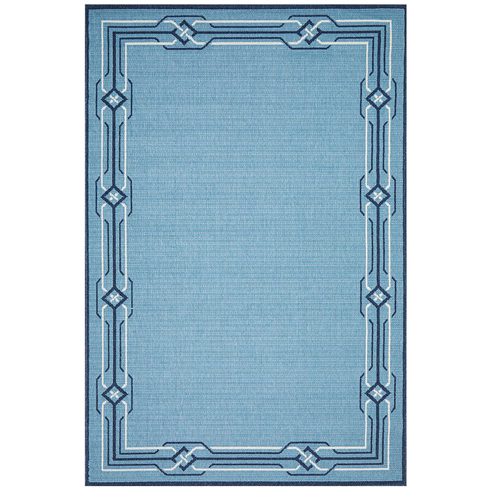 Sidfa Baby Blue Summer Border Contemporary Indoor/Outdoor Rug, Rugs, Ozark Home 