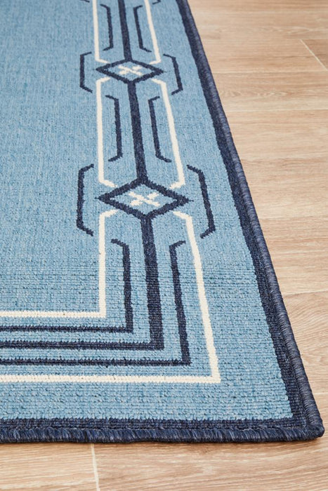 Sidfa Baby Blue Summer Border Contemporary Indoor/Outdoor Rug, Rugs, Ozark Home 