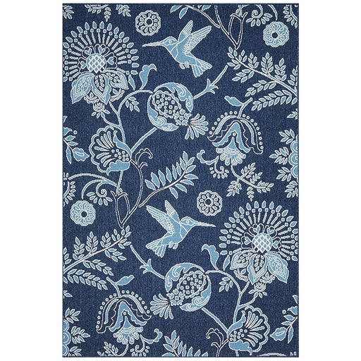 Sidfa Navy & Blue Summer Garden Contemporary Indoor/Outdoor Rug, Rugs, Ozark Home 