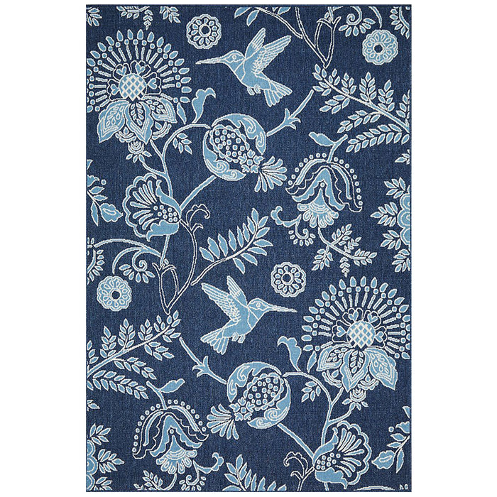 Sidfa Navy & Blue Summer Garden Contemporary Indoor/Outdoor Rug, Rugs, Ozark Home 