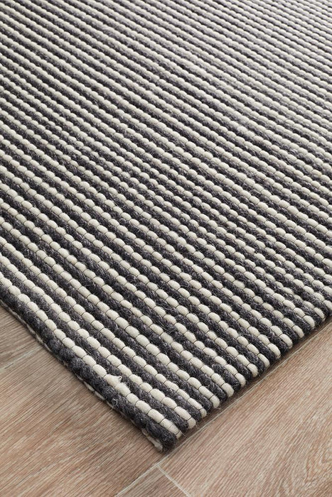 Salvan Black & White Stripe Handwoven Contemporary Rug, Rugs, Ozark Home 