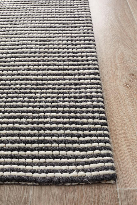 Salvan Black & White Stripe Handwoven Contemporary Rug, Rugs, Ozark Home 