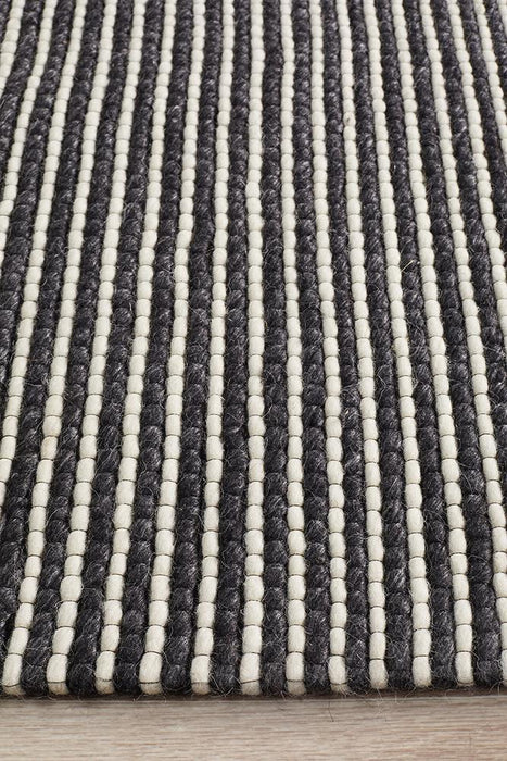 Salvan Black & White Stripe Handwoven Contemporary Rug, Rugs, Ozark Home 