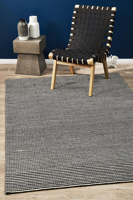 Salvan Black & White Stripe Handwoven Contemporary Rug, Rugs, Ozark Home 