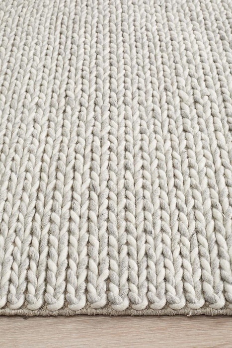 Salvan Grey & White Interlock Handwoven Contemporary Rug, Rugs, Ozark Home 