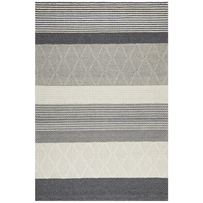 Salvan Grey White & Charcoal Multiple Texture Handwoven Contemporary Rug, Rugs, Ozark Home 