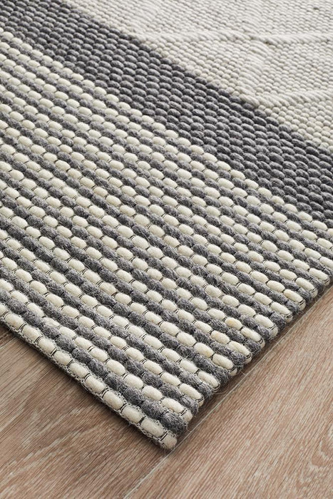 Salvan Grey White & Charcoal Multiple Texture Handwoven Contemporary Rug, Rugs, Ozark Home 