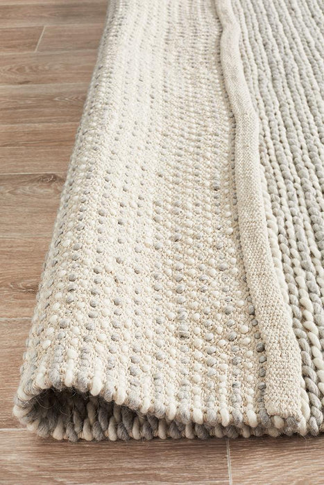 Salvan White & Grey Interlock Handwoven Contemporary Rug, Rugs, Ozark Home 