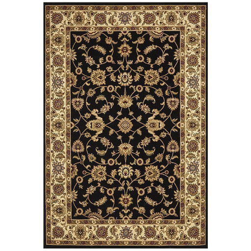 Soma Black & Ivory Classic Floral Motif Vintage Rug, Rugs, Ozark Home 