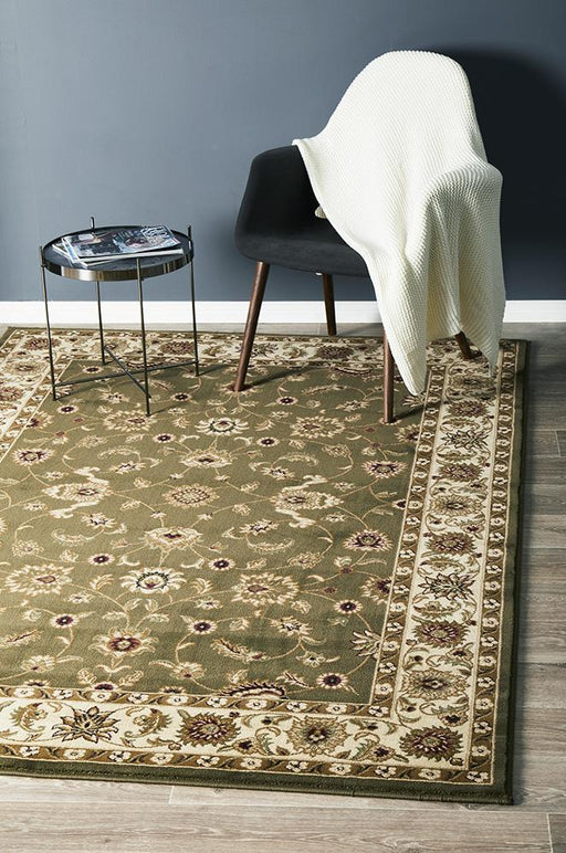 Soma Green & Ivory Classic Floral Motif Vintage Rug, Rugs, Ozark Home 