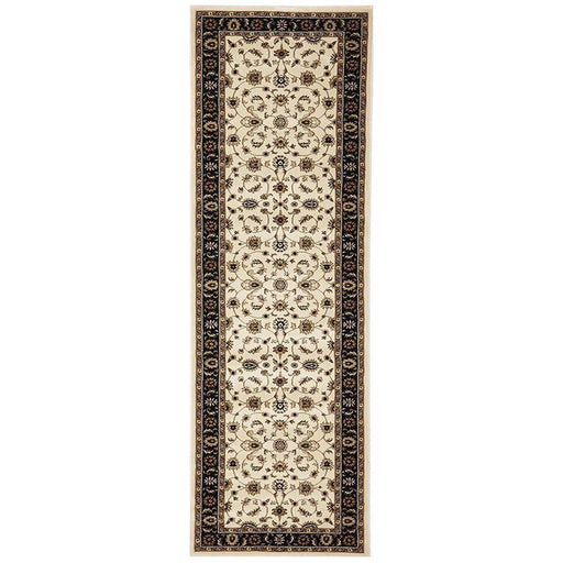 Soma Ivory & Black Classic Floral Motif Vintage Runner Rug, Rugs, Ozark Home 