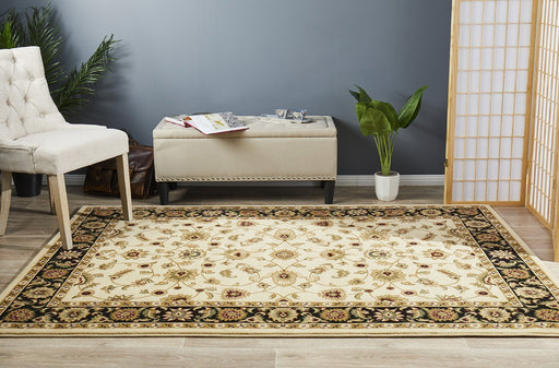 Soma Ivory & Black Classic Floral Motif Vintage Rug, Rugs, Ozark Home 