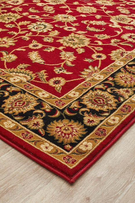 Soma Red & Black Classic Floral Motif Vintage Rug, Rugs, Ozark Home 