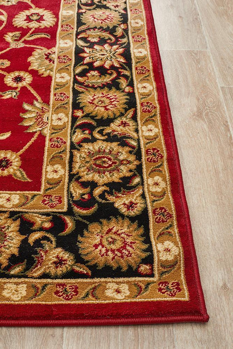 Soma Red & Black Classic Floral Motif Vintage Rug, Rugs, Ozark Home 