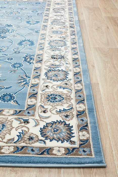 Soma Sky Blue & Ivory Classic Floral Motif Vintage Rug, Rugs, Ozark Home 