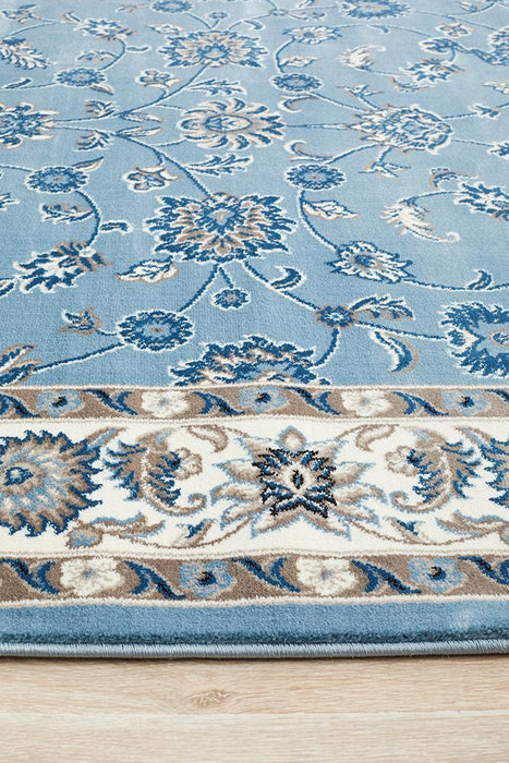 Soma Sky Blue & Ivory Classic Floral Motif Vintage Rug, Rugs, Ozark Home 