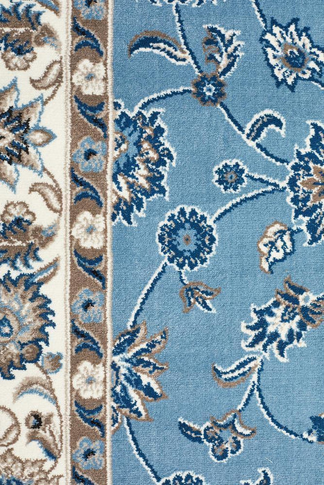 Soma Sky Blue & Ivory Classic Floral Motif Vintage Rug, Rugs, Ozark Home 