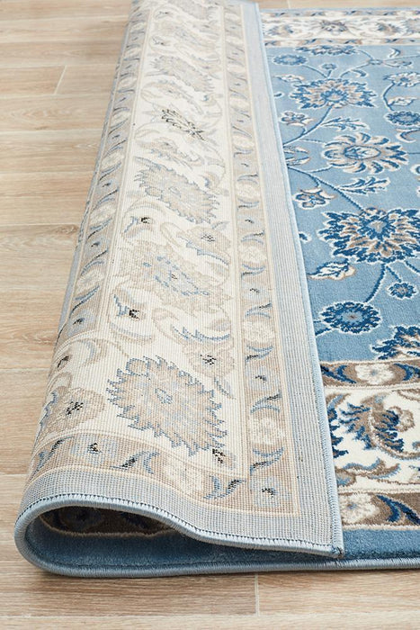 Soma Sky Blue & Ivory Classic Floral Motif Vintage Rug, Rugs, Ozark Home 