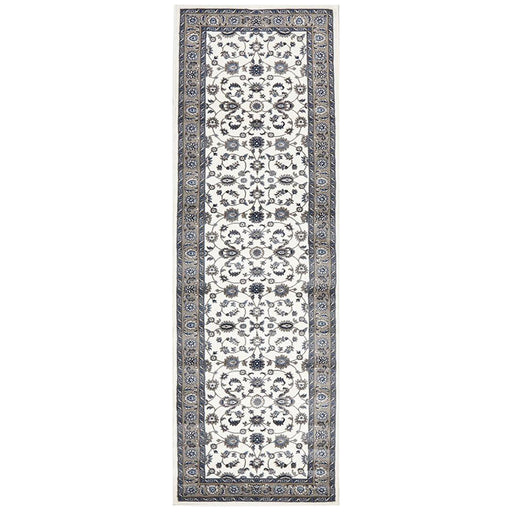 Soma White & Beige Classic Floral Motif Vintage Runner Rug, Rugs, Ozark Home 