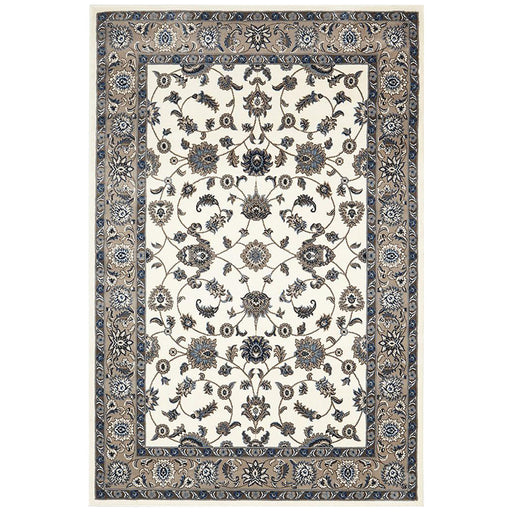 Soma White & Beige Classic Floral Motif Vintage Rug, Rugs, Ozark Home 