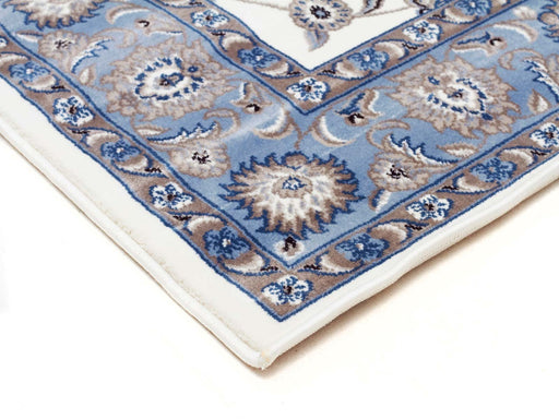 Soma White & Blue Classic Floral Motif Vintage Runner Rug, Rugs, Ozark Home 